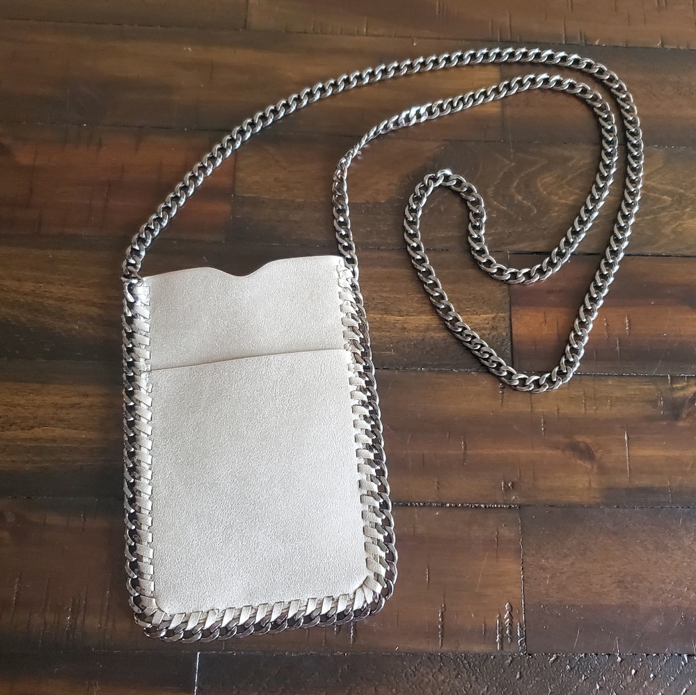 Faux Suede Grey Gunmetal Chain Crossbody Side bag
